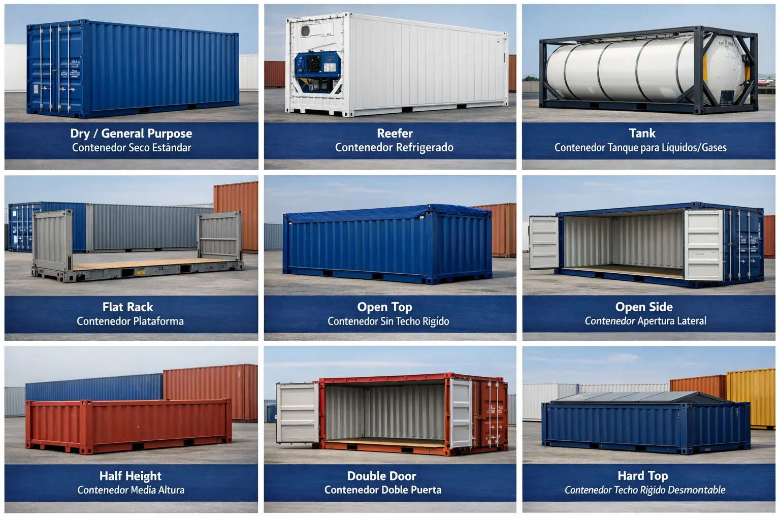 Tipos de contenedores para logística y transporte